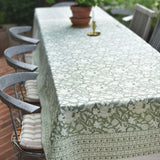 Duk 'Nice' blockprint - sage green 145 x 220 cm