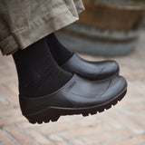 Knästrumpor i ull 'Ribbed' dark brown