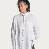 Trädgårdsskjorta 'Lark' stripe white/green