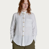 Trädgårdsskjorta 'Lark' stripe white/green